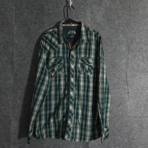 CAVI Mens 2XL Plaid‎ Flannel Shirt Mens Long Sleeve Button Up Green Casual Heavy